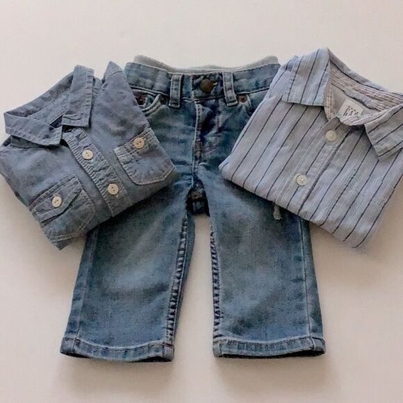 Levi’s & 2 Gap Shirts (3 pieces) 3M, 3-6M & 6-12M - Picture 1 of 6